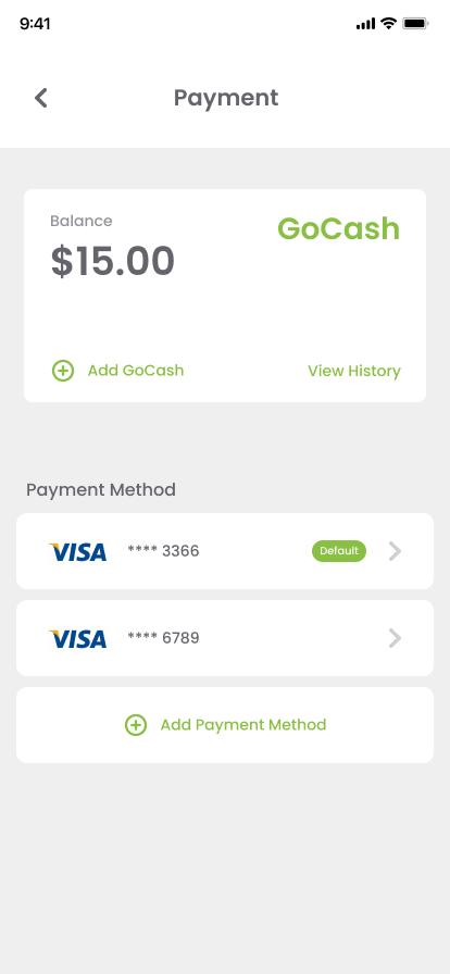 Approach payment screen