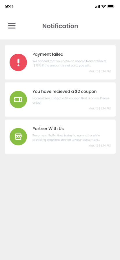 Decisions notifications screen