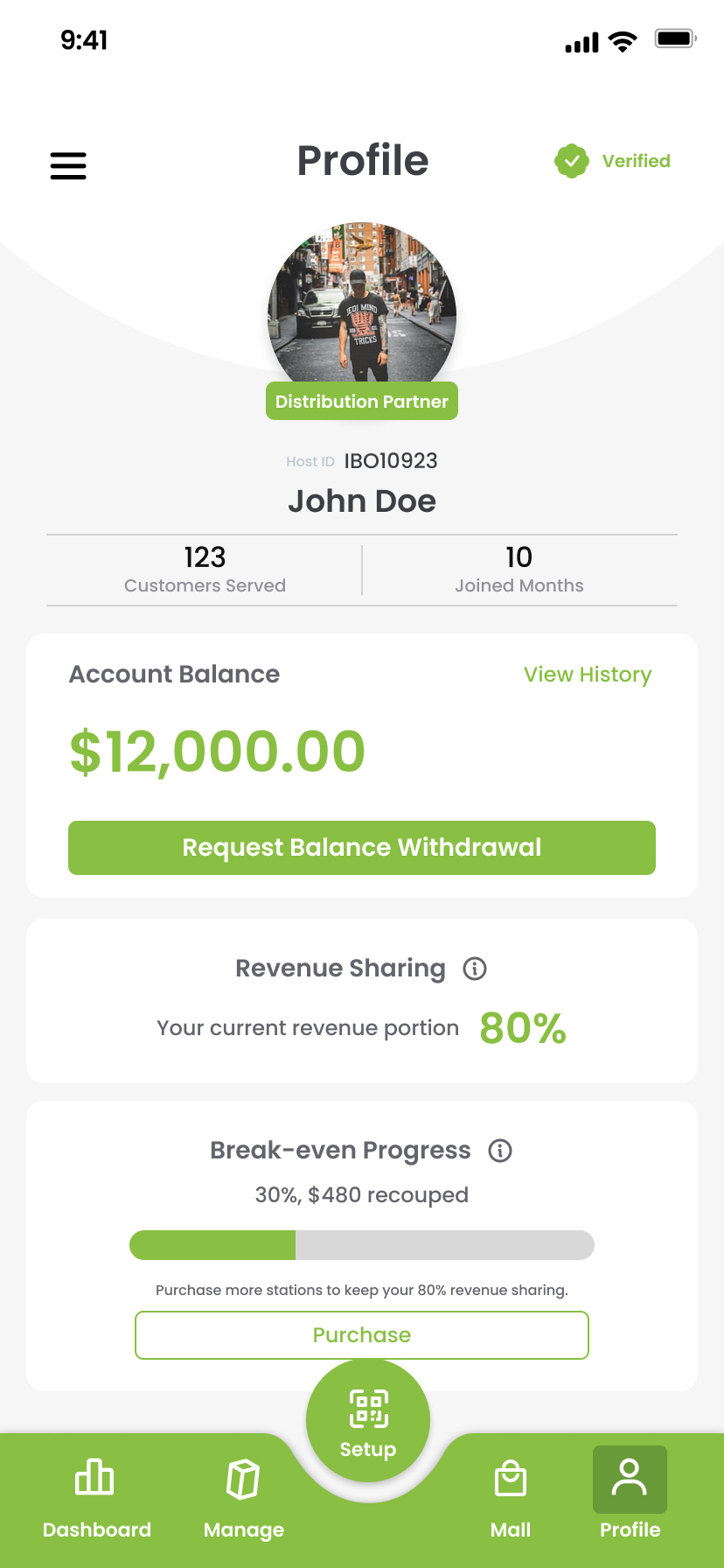GoGo Host verified profile screen