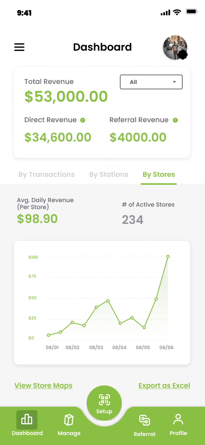 Home stores screen