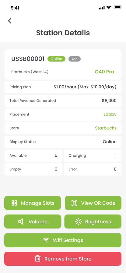 GoGo Host station details screen
